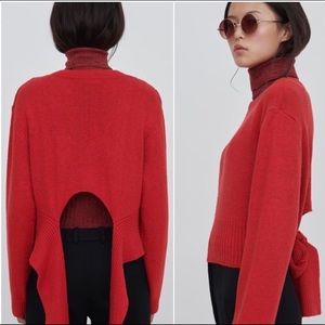 Inexclsv Bleu Crewneck Tie Sweater Red Size Medium